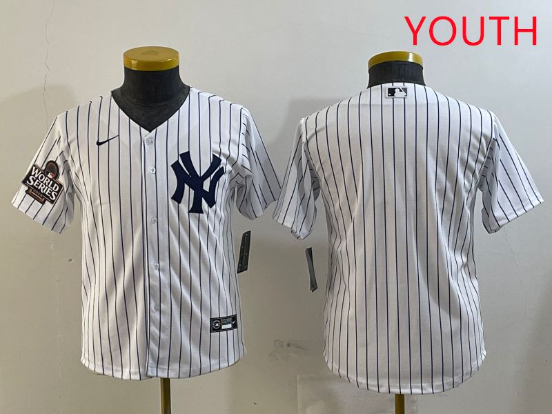 Youth New York Yankees Blank White Stripe Game 2025 Nike MLB Jersey style 15